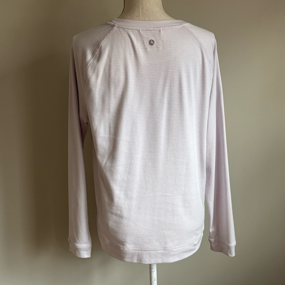 Long Sleeve Striped Tee Crew Neckline Light Purple - Picture 5 of 8